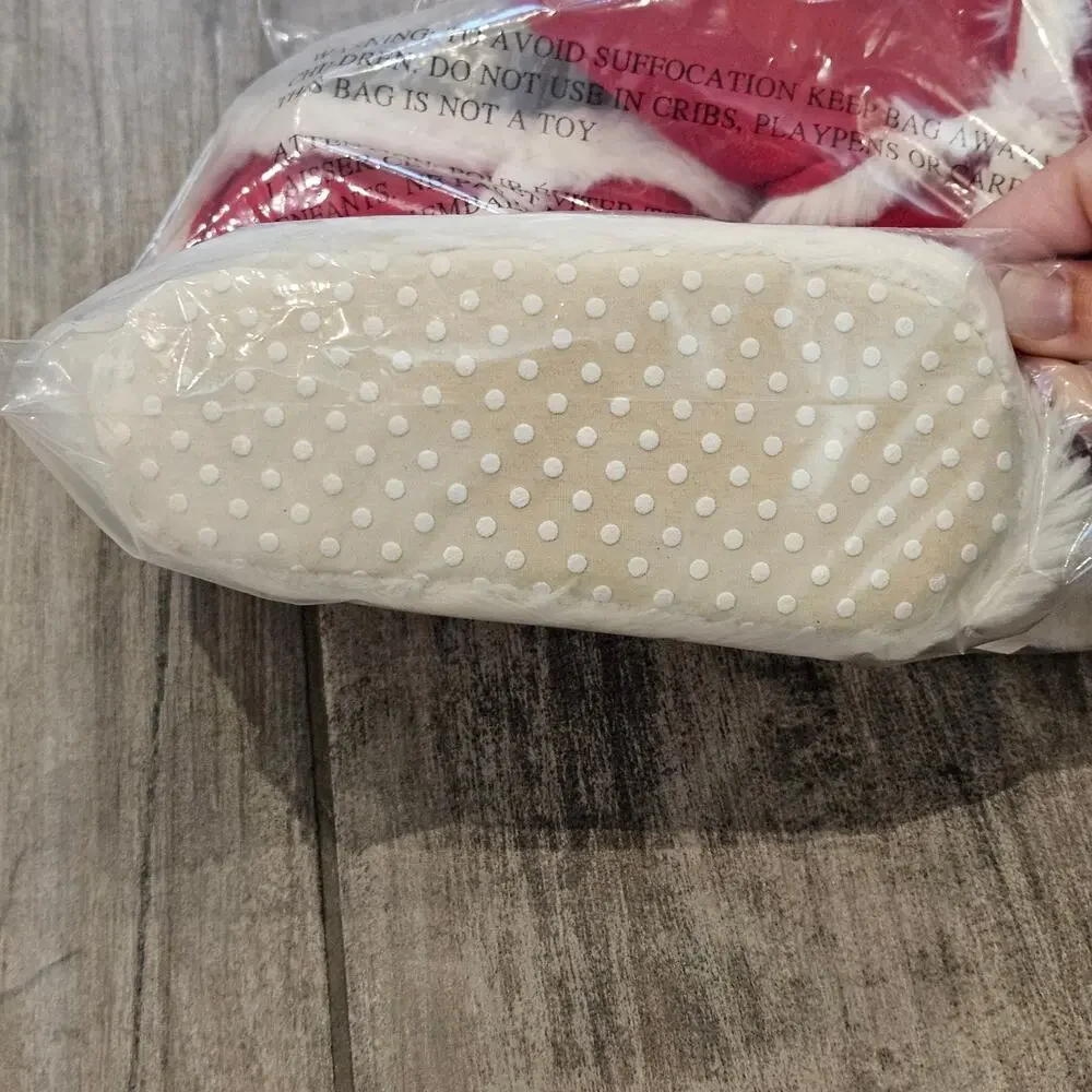Pottery Barn Kid Suede Sherpa Slippers Red Size 6-9 Cozy Winter NEW Gift Holiday